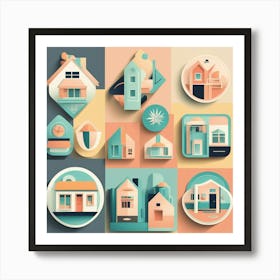 House Icons Art Print