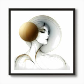 The Beauty With Hat And Sun Creative Sketch Illustration Art Print