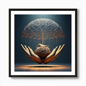 Hands Holding An Umbrella Art Print