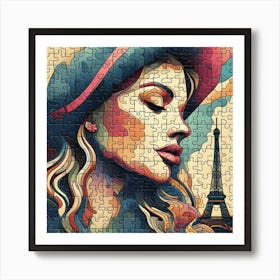 Abstract Puzzle Art French woman 3 Art Print