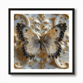 Butterfly On A Wall Art Print