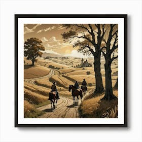 Cowboys On The Road Art Print