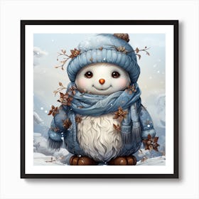 3D Cute Animal snow Art Print