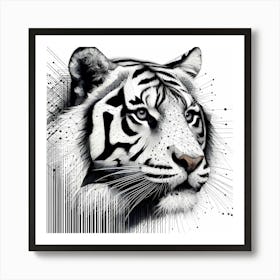 Tiger Head - Abstract Line Art Illustration 252 Art Print