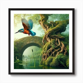 Kingfisher In The Forest 20 Art Print