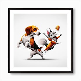 Beagle S Squirrel Dance Off Art Print