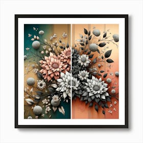 Two Floral Paintings Art Print