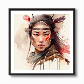 Watercolor Asian Warrior Woman  #2 Art Print