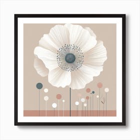 Scandinavian style, Large white poppy flower Art Print