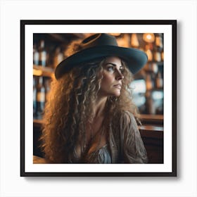 Woman In A Hat Created using Imagine Art Art Print