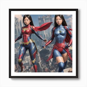 Two Superheroes Art Print