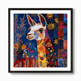 Patchwork Quilted Llama 2 Art Print