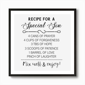 Recipe For A Special Son Art Print