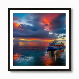 Sunset On A Boat 25 Art Print