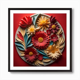 Paper Flowers - Scarlet Art Print