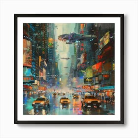 New York Futuristic City, Impressionism and Realism Art Print