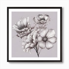 Black And White Flowers Art Print