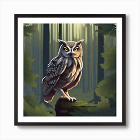 Owl In The Forest 19 Art Print