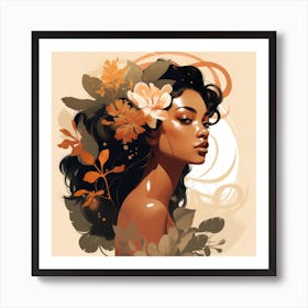 Black Woman With Flowers 4 Art Print