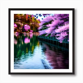 Cherry Blossoms In The Water Art Print