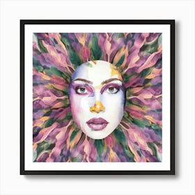 Watercolor Of A Woman'S Face 20 Art Print