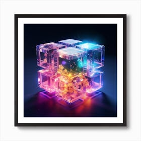 Cubes Of Light Neon Art Print