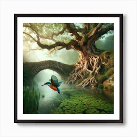 Kingfisher In The Mist 4 Art Print