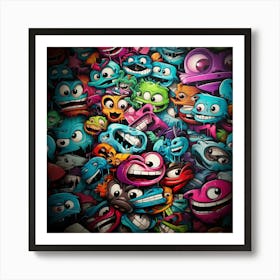 Cartoon Monsters Graffiti Art for wall decor Art Print