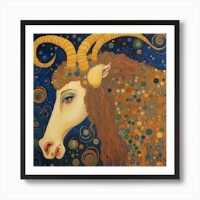 Capricorn Goat's Head Art Print