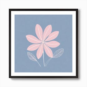 A White And Pink Flower In Minimalist Style Square Composition 436 Art Print