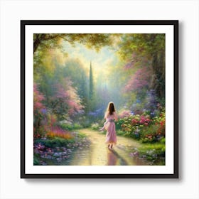 Girl In The Garden Art Print