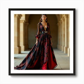 Black And Red Gown Art Print