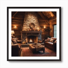 Log Cabin Living Room Art Print