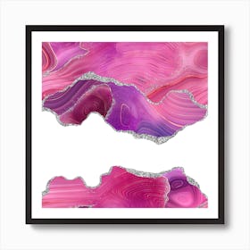 Magenta & Silver Agate Texture 07 Art Print