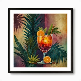 Tropical Cocktail With Orange And Pineapple Art Print