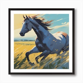 Horse Running In The Field 1 Art Print