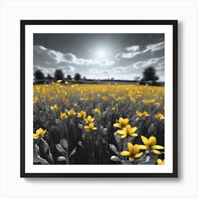 Field Of Yellow Flowers 19 Art Print