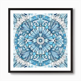 Blue Floral Mandala Art Print