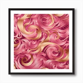 Pink And Gold Swirls Art Print