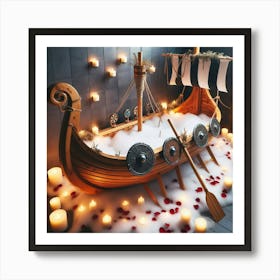 Viking Ship Bath Art Print