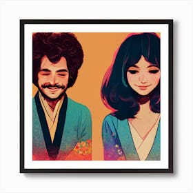 Flower Power Couple Square Poster