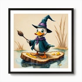 Duck In A Witch Hat Art Print