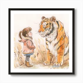 Tiger And Girl Art Print