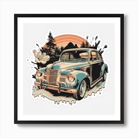 Drawing Of A Classic Sports Car 4 Art Print