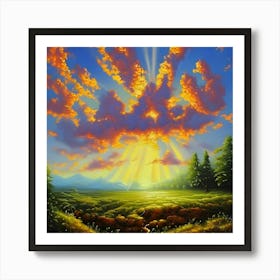 Sunset Over The Valley Poster