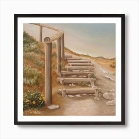 Stairway From The Beach Square Art Print