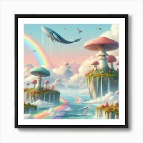 Rainbows And Mushrooms Art Print