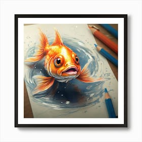 Goldfish Drawing 6 Art Print