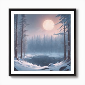 Winter Forest With Visible Horizon And Stars From Above Professional Ominous Concept Art By Artge (3) Art Print