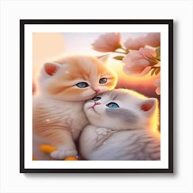 Two Kittens Kissing Art Print